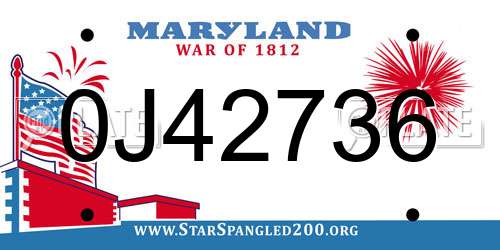 0J42736 Maryland License Plate