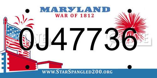 0J47736 Maryland License Plate