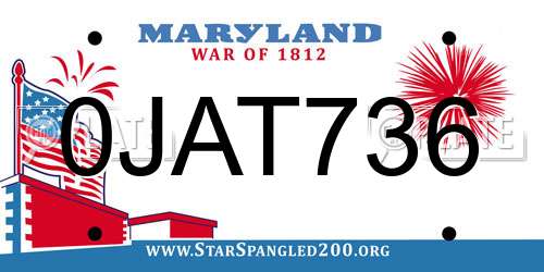 0JAT736 Maryland License Plate
