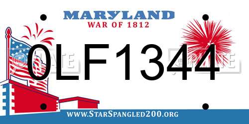 0LF1344 Maryland License Plate