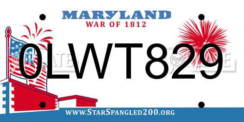 0LWT829 Maryland License Plate