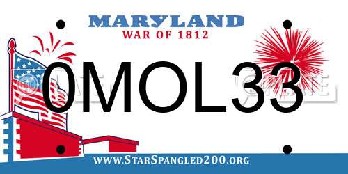 0MOL33 Maryland License Plate