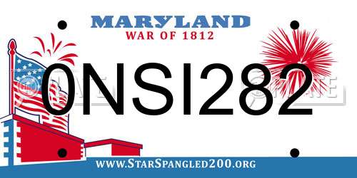 0NSI282 Maryland License Plate