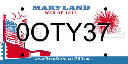 0OTY37 Maryland License Plate