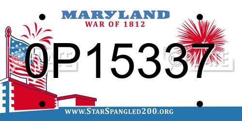 0P15337 Maryland License Plate