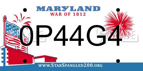 0P44G4 Maryland License Plate
