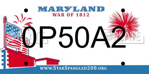 0P50A2 Maryland License Plate