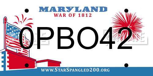 0PBO42 Maryland License Plate