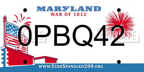 0PBQ42 Maryland License Plate