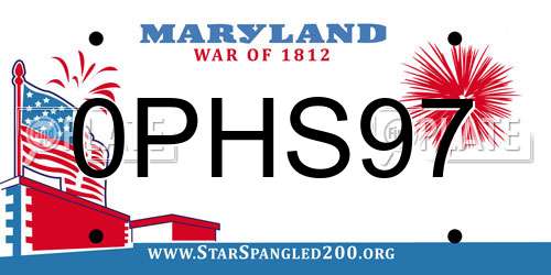 0PHS97 Maryland License Plate