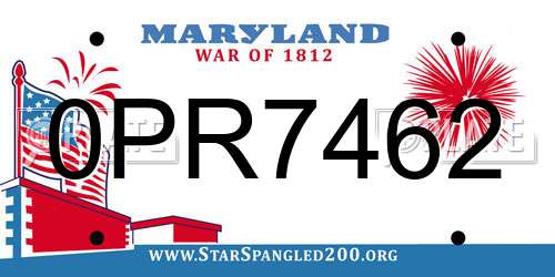 0PR7462 Maryland License Plate