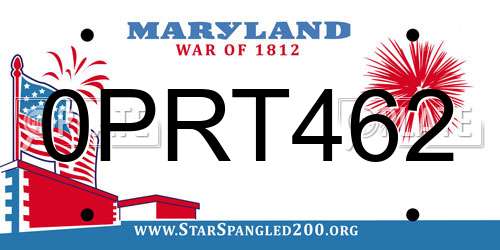 0PRT462 Maryland License Plate