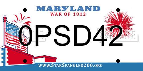 0PSD42 Maryland License Plate