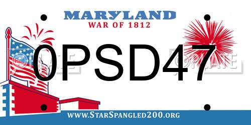 0PSD47 Maryland License Plate