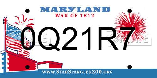 0Q21R7 Maryland License Plate