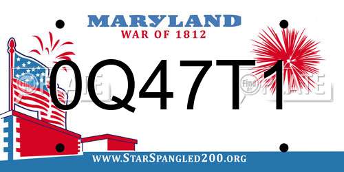 0Q47T1 Maryland License Plate