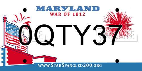 0QTY37 Maryland License Plate