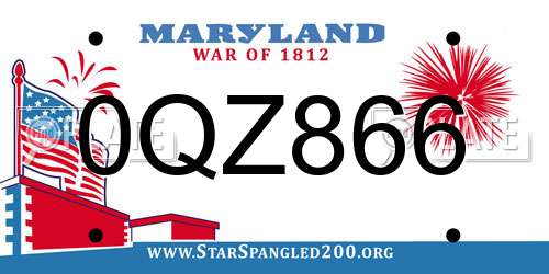 0QZ866 Maryland License Plate