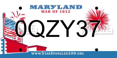 0QZY37 Maryland License Plate