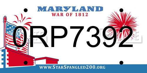0RP7392 Maryland License Plate