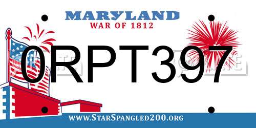 0RPT397 Maryland License Plate