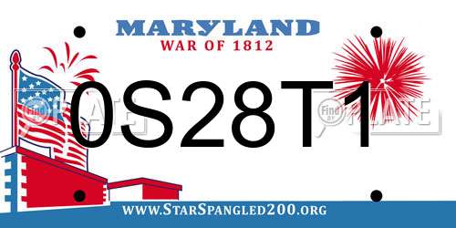 0S28T1 Maryland License Plate
