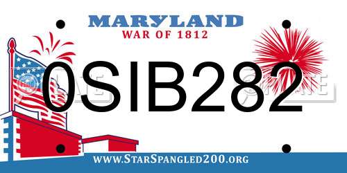 0SIB282 Maryland License Plate