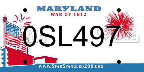 0SL497 Maryland License Plate