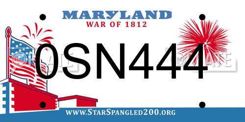 0SN444 Maryland License Plate