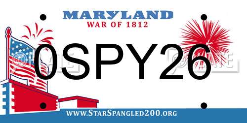 0SPY26 Maryland License Plate