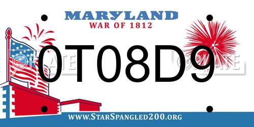 0T08D9 Maryland License Plate