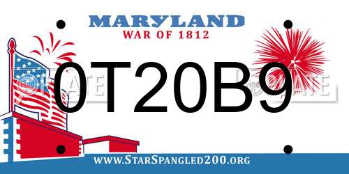 0T20B9 Maryland License Plate