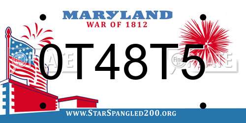 0T48T5 Maryland License Plate
