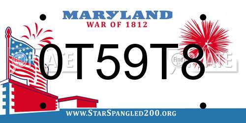 0T59T8 Maryland License Plate
