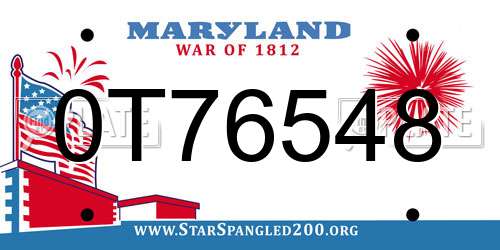 0T76548 Maryland License Plate