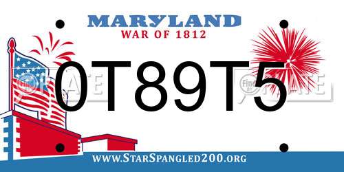 0T89T5 Maryland License Plate