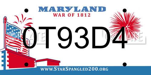 0T93D4 Maryland License Plate