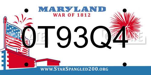 0T93Q4 Maryland License Plate