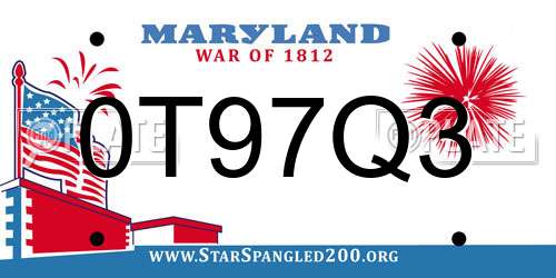 0T97Q3 Maryland License Plate