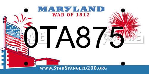 0TA875 Maryland License Plate