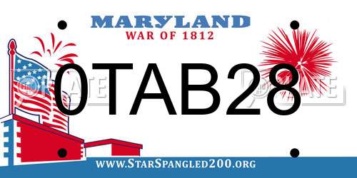 0TAB28 Maryland License Plate