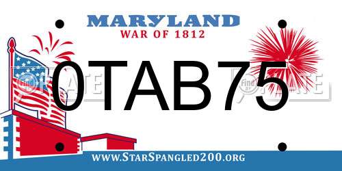 0TAB75 Maryland License Plate