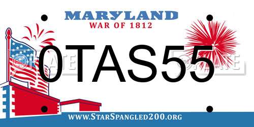 0TAS55 Maryland License Plate