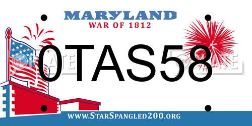 0TAS58 Maryland License Plate