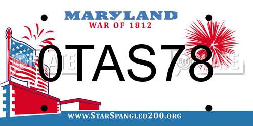 0TAS78 Maryland License Plate