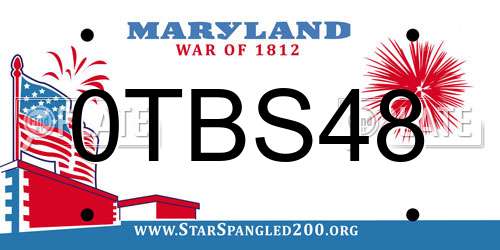 0TBS48 Maryland License Plate