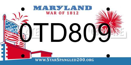 0TD809 Maryland License Plate