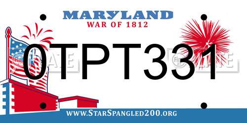 0TPT331 Maryland License Plate