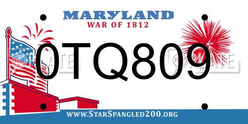 0TQ809 Maryland License Plate