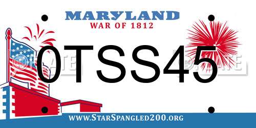 0TSS45 Maryland License Plate